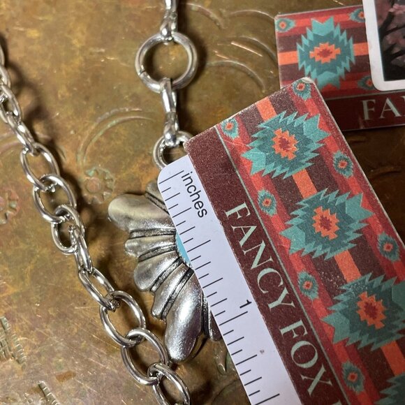 Spring Boho EASTER Gift Southwest Silver Chain belt adjustable 48” Turquoise - Picture 10 of 16